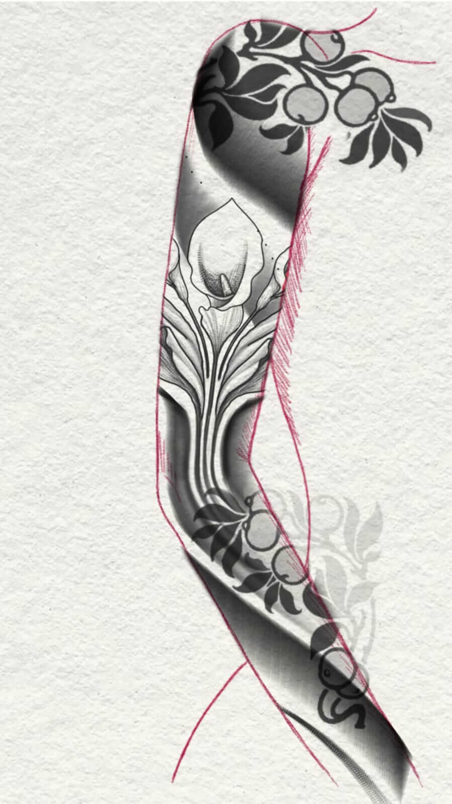 brazo con flor tatuada